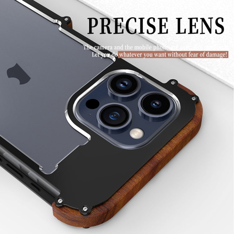 For iPhone 16 Pro Max R-JUST Ironwood Generation Metal Hybrid Wood Phone Case - iPhone 16 Pro Max Cases by R-JUST | Online Shopping UK | buy2fix