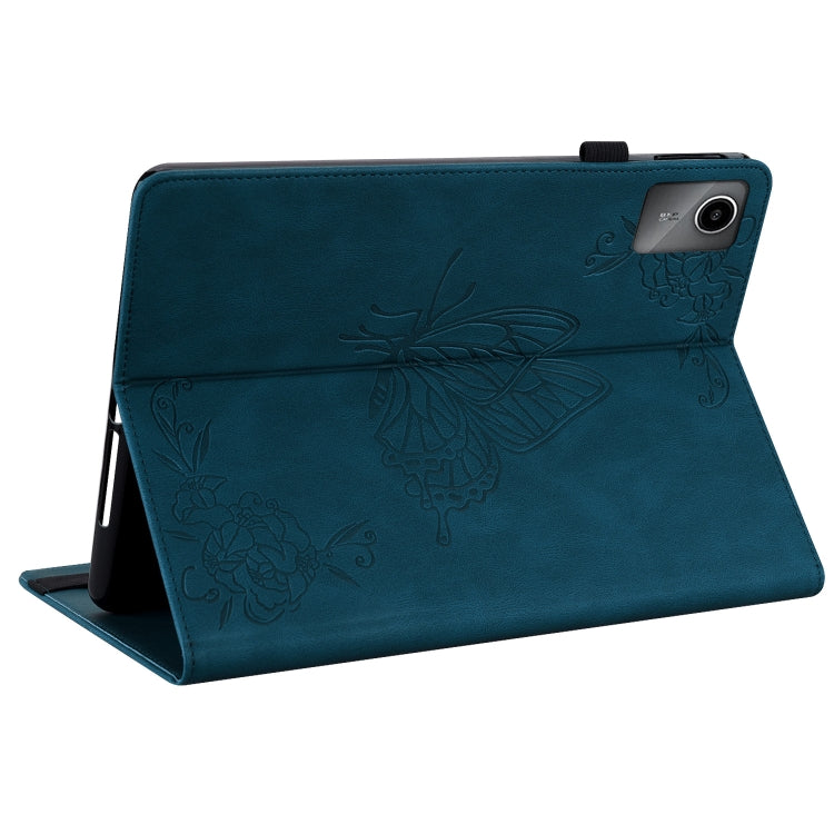 For Lenovo Tab M11/Xiaoxin Pad 11 2024 Butterfly Flower Embossed Leather Tablet Case(Blue) - Lenovo by buy2fix | Online Shopping UK | buy2fix