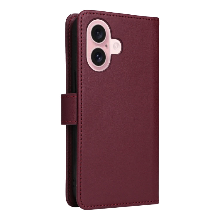 For iPhone 16 Plus BETOPNICE BN-005 2 in 1 Detachable Imitate Genuine Leather Phone Case(Wine Red) - iPhone 16 Plus Cases by BETOPNICE | Online Shopping UK | buy2fix