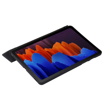 For Samsung Galaxy Tab S9 3-Fold Holder Silicone Leather Tablet Case(Black) - Galaxy Tab S9 Cases by buy2fix | Online Shopping UK | buy2fix