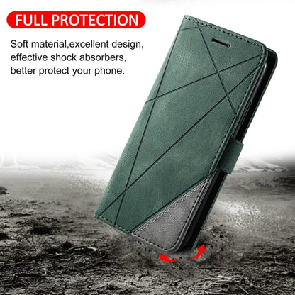 For iPhone 16 Skin Feel Splicing Leather Phone Case(Green) - iPhone 16 Cases by buy2fix | Online Shopping UK | buy2fix