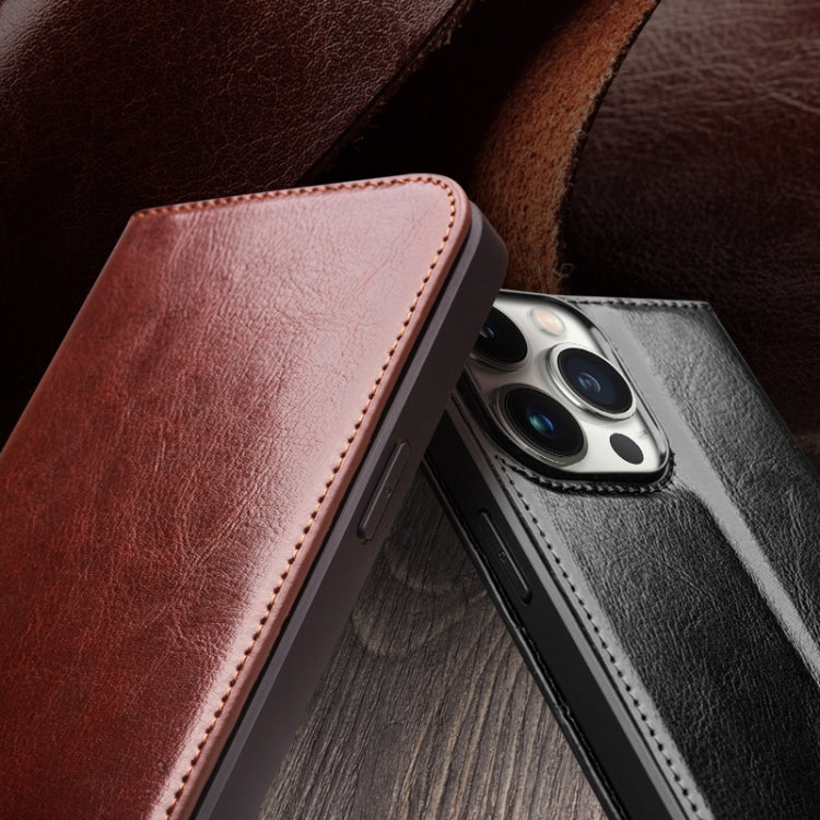 For iPhone 16 Pro Max QIALINO Classic Genuine Leather Phone Case(Brown) - iPhone 16 Pro Max Cases by QIALINO | Online Shopping UK | buy2fix