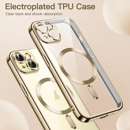 For iPhone 14 Plus Magsafe Magnetic Transparent Electroplated TPU Phone Case(Gold) - iPhone 14 Plus Tempered Glass by buy2fix | Online Shopping UK | buy2fix