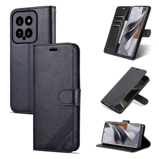 For Xiaomi 14 AZNS Sheepskin Texture Flip Leather Phone Case(Black) - 14 Cases by AZNS | Online Shopping UK | buy2fix