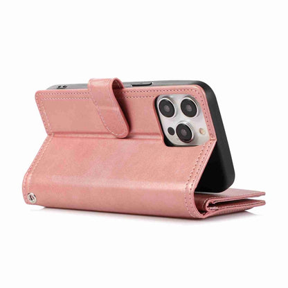 For iPhone 16 Pro Max Wristband Card Slot Leather Phone Case(Rose Gold) - iPhone 16 Pro Max Cases by buy2fix | Online Shopping UK | buy2fix