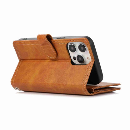 For iPhone 16 Pro Wristband Card Slot Leather Phone Case(Brown) - iPhone 16 Pro Cases by buy2fix | Online Shopping UK | buy2fix