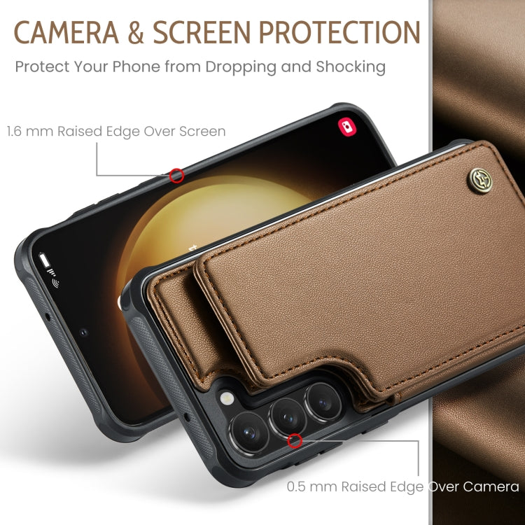 For Samsung Galaxy S23+ 5G CaseMe C22 Card Slots Holder RFID Anti-theft Phone Case(Brown) - Galaxy S23+ 5G Cases by CaseMe | Online Shopping UK | buy2fix