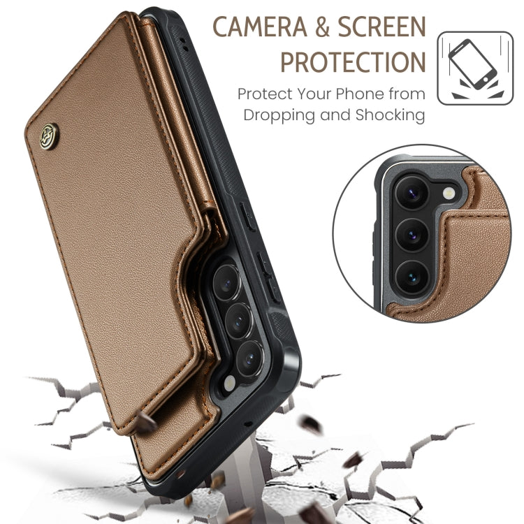 For Samsung Galaxy S23+ 5G CaseMe C22 Card Slots Holder RFID Anti-theft Phone Case(Brown) - Galaxy S23+ 5G Cases by CaseMe | Online Shopping UK | buy2fix