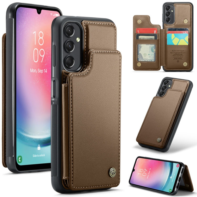 For Samsung Galaxy A24 4G CaseMe C22 Card Slots Holder RFID Anti-theft Phone Case(Brown) - Galaxy Phone Cases by CaseMe | Online Shopping UK | buy2fix