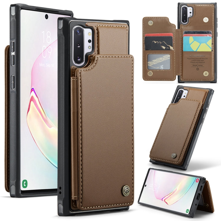 For Samsung Galaxy Note10+ 5G CaseMe C22 Card Slots Holder RFID Anti-theft Phone Case(Brown) - Galaxy Phone Cases by CaseMe | Online Shopping UK | buy2fix