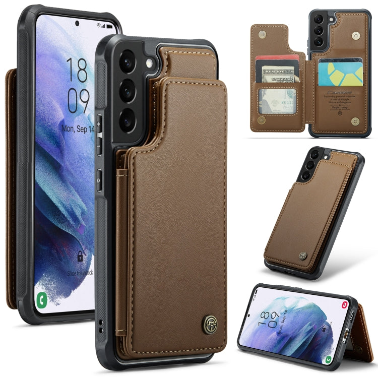 For Samsung Galaxy S21 5G CaseMe C22 Card Slots Holder RFID Anti-theft Phone Case(Brown) - Galaxy S21 5G Cases by CaseMe | Online Shopping UK | buy2fix