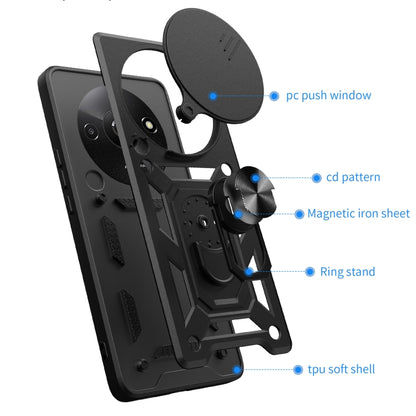 For Xiaomi Redmi A3 Sliding Camera Cover Design TPU Hybrid PC Phone Case(Black) - Xiaomi Cases by buy2fix | Online Shopping UK | buy2fix
