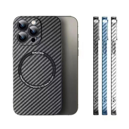 For iPhone 14 Pro MagSafe Magnetic PC Carbon Fiber Phone Case with Lens Film(Blue) - iPhone 14 Pro Cases by buy2fix | Online Shopping UK | buy2fix