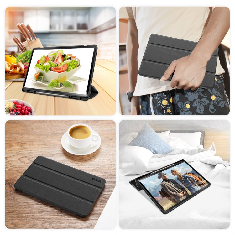 For Samsung Galaxy Tab S9 FE+ DUX DUCIS Domo Series Magnetic Flip Leather Tablet Case(Black) - Galaxy Tab S9 FE+ by DUX DUCIS | Online Shopping UK | buy2fix