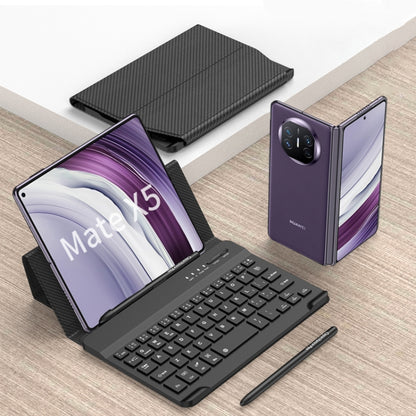 For Huawei Mate X5 GKK Gear Adjustment Bluetooth Keyboard Leather Case with Capacitive Pen + Phone Case(Carbon Fiber) - Huawei Keyboard by GKK | Online Shopping UK | buy2fix
