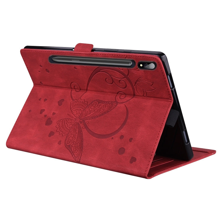 For Samsung Galaxy Tab S9 FE+ Love Butterfly Embossed Leather Tablet Case(Red) - Galaxy Tab S9 FE+ by buy2fix | Online Shopping UK | buy2fix