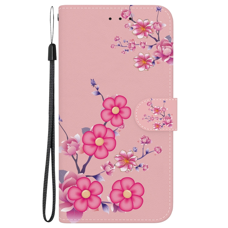 For Google Pixel 9 Crystal Texture Colored Drawing Leather Phone Case(Cherry Blossoms) - Google Cases by buy2fix | Online Shopping UK | buy2fix