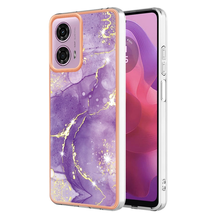 For Motorola Moto G24 4G / G04 4G Electroplating Marble Dual-side IMD Phone Case(Purple 002) - Motorola Cases by buy2fix | Online Shopping UK | buy2fix