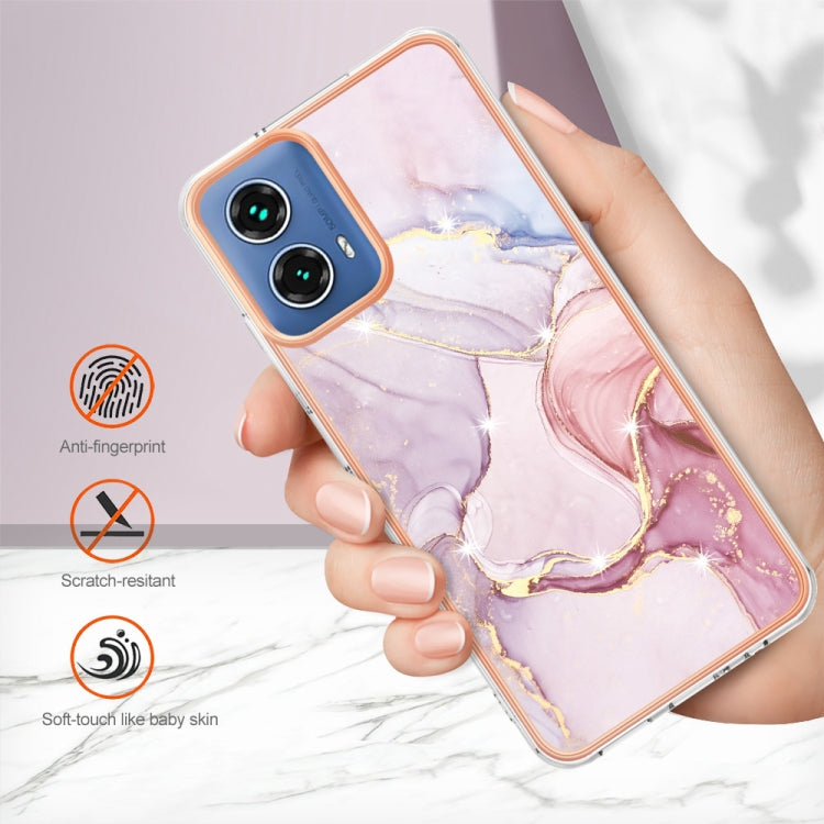For Motorola Moto G34 Electroplating Marble Dual-side IMD Phone Case(Rose Gold 005) - Motorola Cases by buy2fix | Online Shopping UK | buy2fix