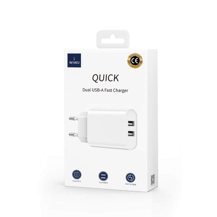 WIWU Wi-U003 Quick Series 2.4A USB-A Dual Port Fast Charger, EU Plug(White) - USB Charger by WIWU | Online Shopping UK | buy2fix
