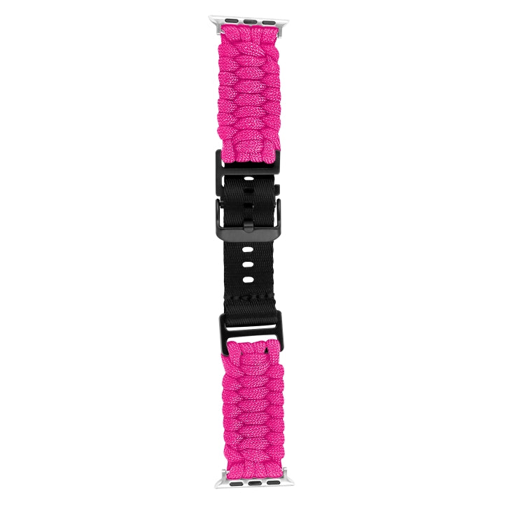 For Apple Watch Ultra 2 49mm Paracord Plain Braided Webbing Buckle Watch Band(Rose Red) - Watch Bands by buy2fix | Online Shopping UK | buy2fix