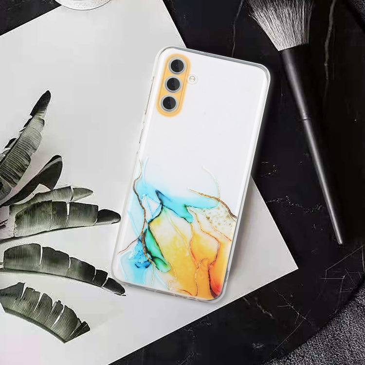 For Samsung Galaxy A15 5G Hollow Marble Pattern TPU Phone Case(Yellow) - Galaxy Phone Cases by buy2fix | Online Shopping UK | buy2fix