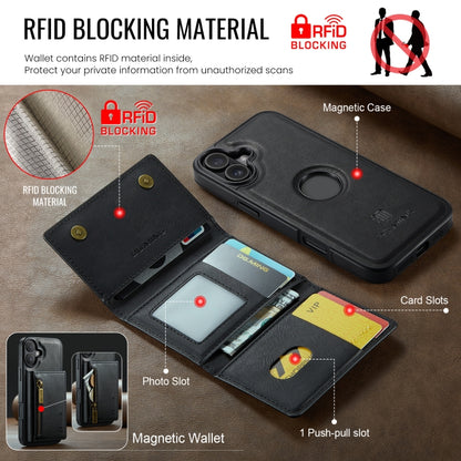 For iPhone 16 Plus DG.MING M5 Series Zip RFID Multi Card Detachable Leather Phone Case(Black) - iPhone 16 Plus Cases by DG.MING | Online Shopping UK | buy2fix