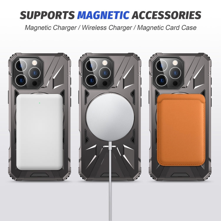 For iPhone 16 Pro Max MagSafe Magnetic Shockproof Phone Case with Ring Holder(Dark Grey) - iPhone 16 Pro Max Cases by buy2fix | Online Shopping UK | buy2fix