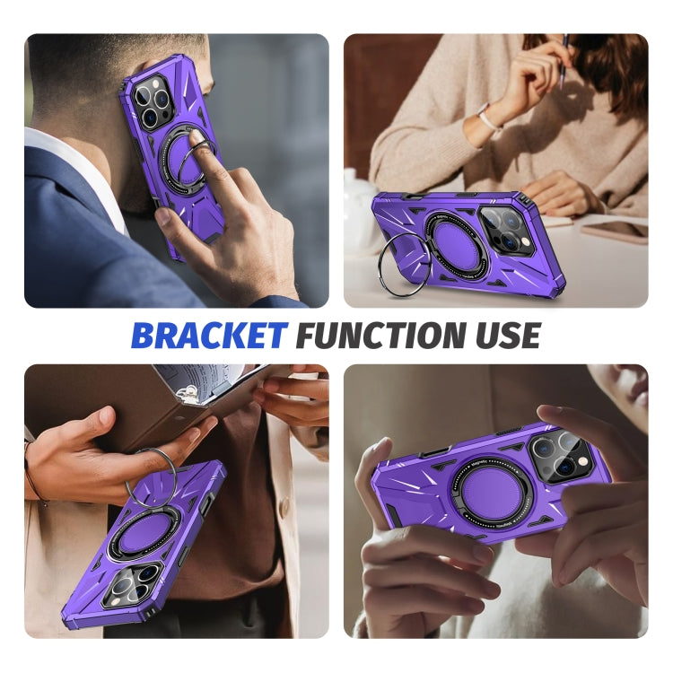 For iPhone 16 Pro MagSafe Magnetic Shockproof Phone Case with Ring Holder(Purple) - iPhone 16 Pro Cases by buy2fix | Online Shopping UK | buy2fix