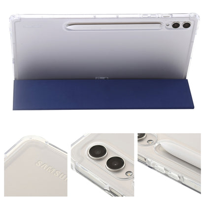 For Samsung Galaxy Tab S9+ 3-Fold Clear Acrylic Leather Tablet Case(Dark Blue) - Galaxy Tab S9+ Cases by buy2fix | Online Shopping UK | buy2fix