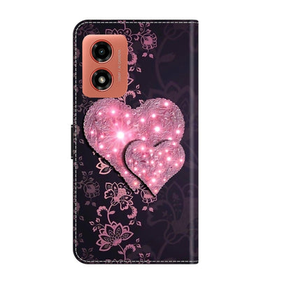 For Motorola Moto G04 Crystal 3D Shockproof Protective Leather Phone Case(Lace Love) - Motorola Cases by buy2fix | Online Shopping UK | buy2fix