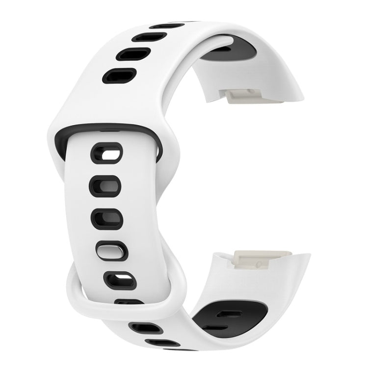 For Fitbit Charge 6 Two Color Silicone Watch Band(White Black) - Watch Bands by buy2fix | Online Shopping UK | buy2fix