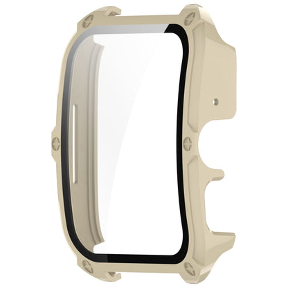 For OPPO Watch 4 Pro PC + Tempered Film Integrated Watch Protective Case(Ivory White) -  by buy2fix | Online Shopping UK | buy2fix