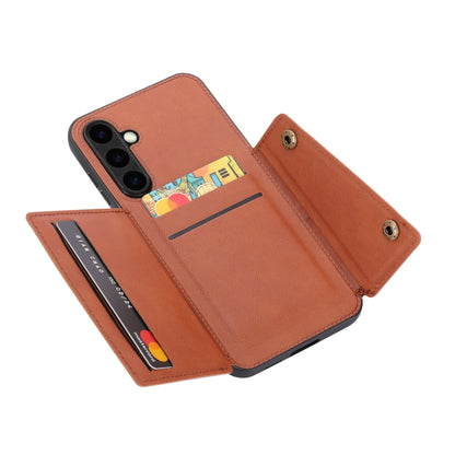 For Samsung Galaxy S24+ 5G Double Buckle Card Slots Magnetic Phone Case(Brown) - Galaxy S24+ 5G Cases by buy2fix | Online Shopping UK | buy2fix
