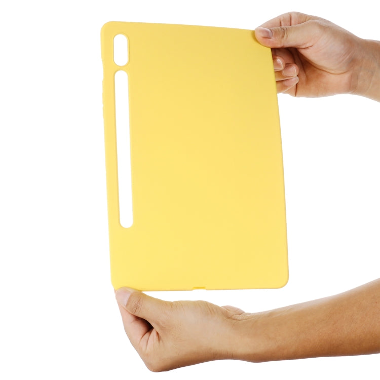 For Samsung Galaxy Tab S9 Ultra Pure Color Liquid Silicone Shockproof Tablet Case(Yellow) - Galaxy Tab S9 Ultra Cases by buy2fix | Online Shopping UK | buy2fix