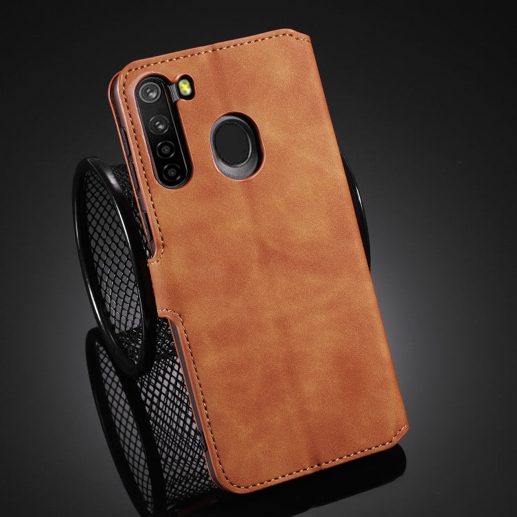 For Samsung Galaxy A21 (EU Version) DG.MING Retro Oil Side Horizontal Flip Case(Brown) - Galaxy Phone Cases by DG.MING | Online Shopping UK | buy2fix