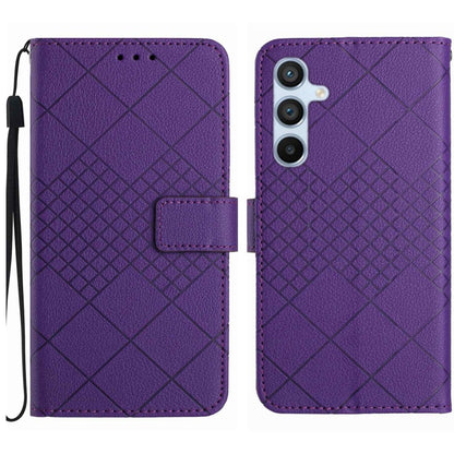 For Samsung Galaxy S23 FE 5G Rhombic Grid Texture Leather Phone Case(Purple) - Galaxy S23 FE 5G Cases by buy2fix | Online Shopping UK | buy2fix