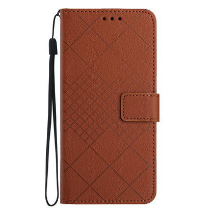 For Samsung Galaxy S24+ 5G Rhombic Grid Texture Leather Phone Case(Brown) - Galaxy S24+ 5G Cases by buy2fix | Online Shopping UK | buy2fix