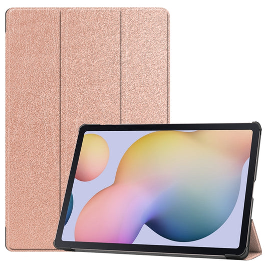 For Samsung Galaxy Tab S8+ / Tab S8 Plus /  Tab S7 FE / Tab S7+ Custer Texture Smart PU Leather Case with Sleep / Wake-up Function & 3-Fold Holder(Rose Gold) - Galaxy Tab S8+ Cases by buy2fix | Online Shopping UK | buy2fix