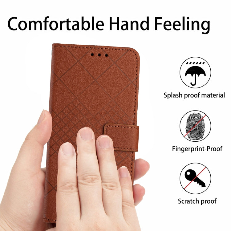 For Xiaomi 13 Lite Rhombic Grid Texture Leather Phone Case(Brown) - 13 Lite Cases by buy2fix | Online Shopping UK | buy2fix