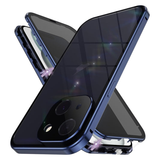 For iPhone 15 Plus Anti-peeping Magnetic Double-sided Tempered Glass Phone Case(Blue) - iPhone 15 Plus Cases by buy2fix | Online Shopping UK | buy2fix