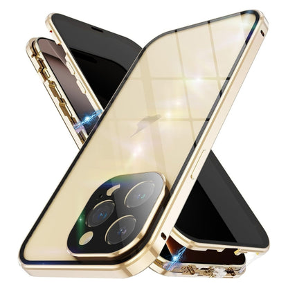 For iPhone 16 Pro Anti-peeping Magnetic Double-sided Tempered Glass Phone Case(Gold) - iPhone 16 Pro Cases by buy2fix | Online Shopping UK | buy2fix