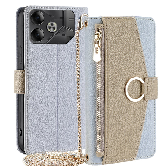 For Tecno Pova 6 5G Crossbody Litchi Texture Leather Phone Case(Blue) - Tecno Cases by buy2fix | Online Shopping UK | buy2fix