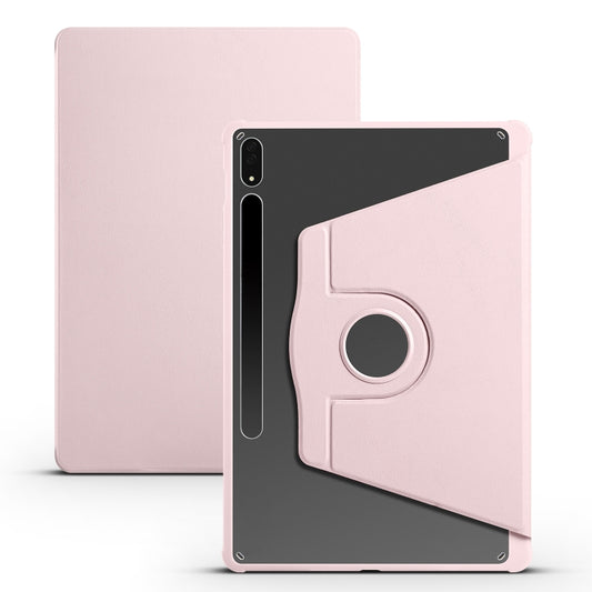 For Samsung Galaxy Tab S8+ X800 Acrylic 360 Degree Rotation Holder Tablet Leather Case(Sand Pink) - Galaxy Tab S8+ Cases by buy2fix | Online Shopping UK | buy2fix