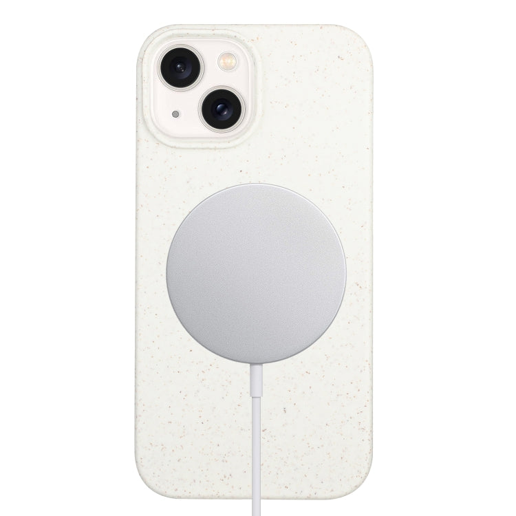 For iPhone 15 Wheat MagSafe Magnetic Straw Material + TPU Phone Case(White) - iPhone 15 Cases by buy2fix | Online Shopping UK | buy2fix