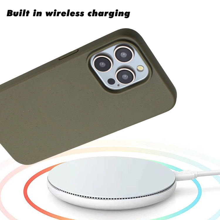 For iPhone 14 Pro Wheat MagSafe Magnetic Straw Material + TPU Phone Case(Army Green) - iPhone 14 Pro Cases by buy2fix | Online Shopping UK | buy2fix