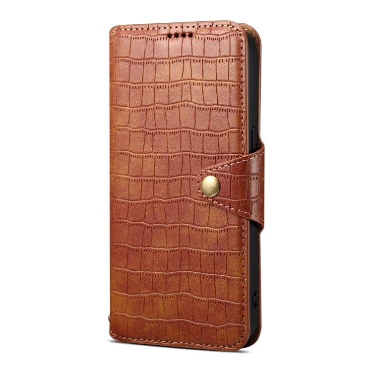 For Samsung Galaxy S24 5G Denior Crocodile Texture Oil Edge Leather Phone Case(Brown) - Galaxy S24 5G Cases by Denior | Online Shopping UK | buy2fix