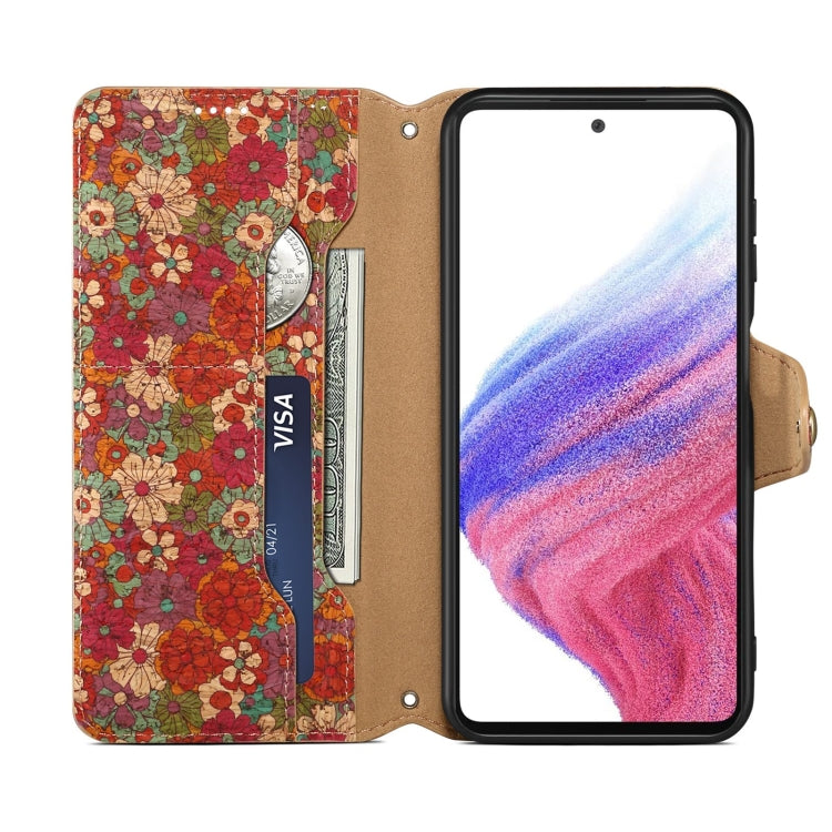 For Samsung Galaxy S24 5G Denior Flower Language Series Cork Fabric Oil Edge Leather Phone Case(Summer) - Galaxy S24 5G Cases by Denior | Online Shopping UK | buy2fix