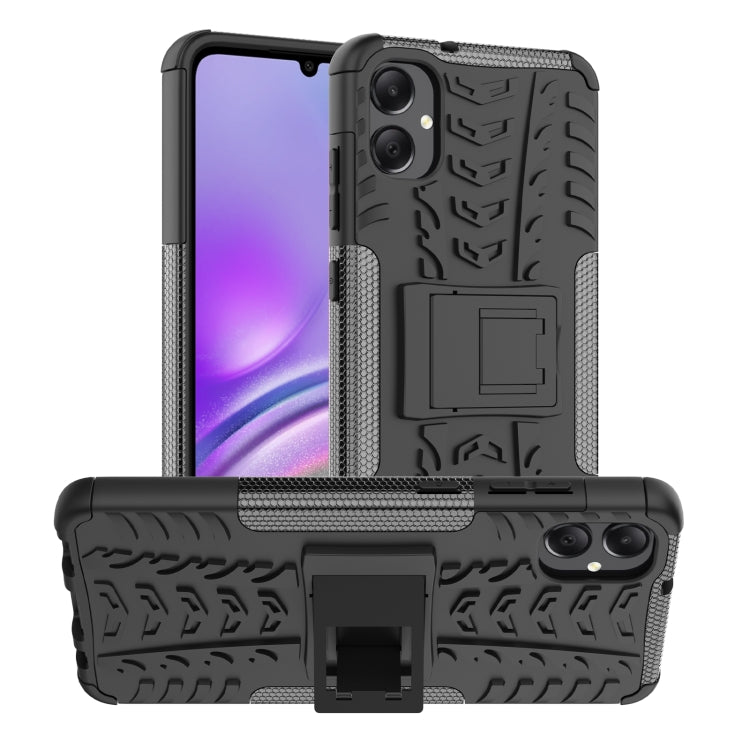 For Samsung Galaxy A05 4G Tire Texture TPU + PC Phone Case with Holder(Black) - Galaxy Phone Cases by buy2fix | Online Shopping UK | buy2fix