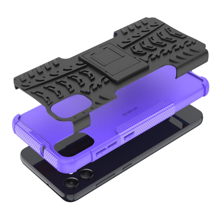 For Samsung Galaxy A05 4G Tire Texture TPU + PC Phone Case with Holder(Purple) - Galaxy Phone Cases by buy2fix | Online Shopping UK | buy2fix